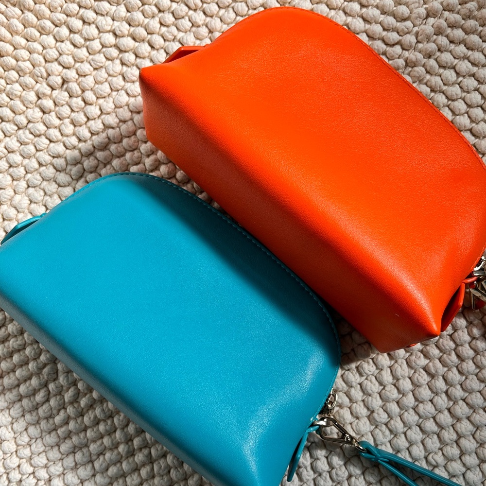 Italic’s Italian Nappa Leather Wristlet in Turquoise and Orange
